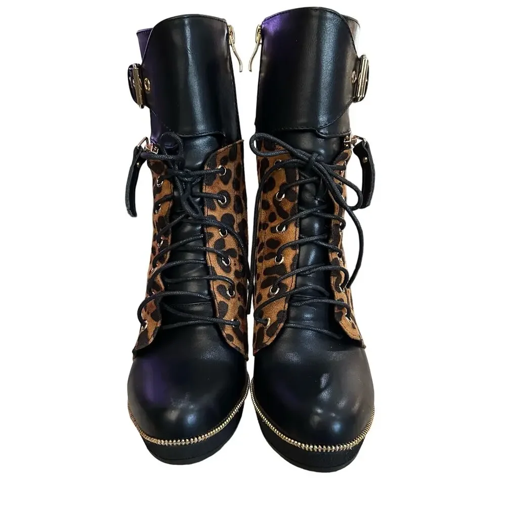 Italina‎ sky high boots 5” heels 1” platform size 8.5 zipper detail. Size zipper